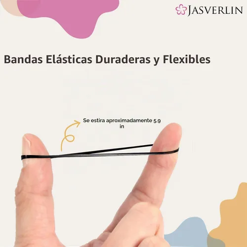 Vista 4 de JASVERLIN Mini bandas de goma negras, bandas elásticas para el cabello 2000 Negro