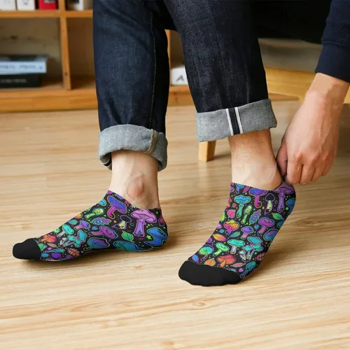 Vista 6 de devor Men Ankle Socks Low Cut Socks for Men's Short Sock Fashionable Mushrooms Funny Mushrooms Magic Mushrooms Plant Forest Sock