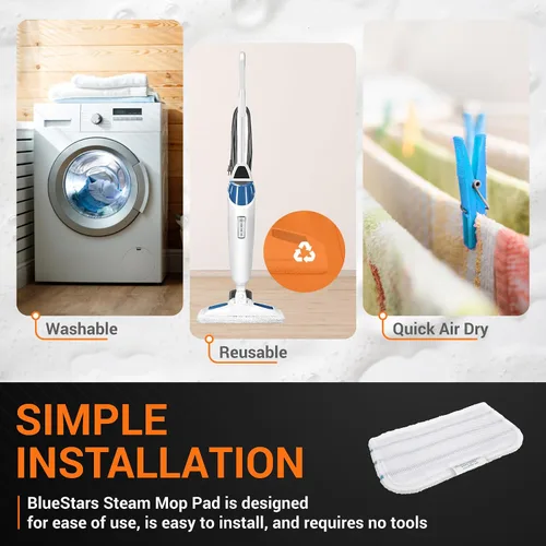 Vista 5 de BlueStars Almohadillas de repuesto para trapeador de vapor compatibles con trapeador de vapor Black and Decker SM1600, SM1610, SM1620, HSMC1321