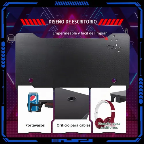 Vista 5 de FDW Escritorio para computadora, escritorio para videojuegos, mesa de computadora para estudiantes, escritorio de oficina, mesa de estación