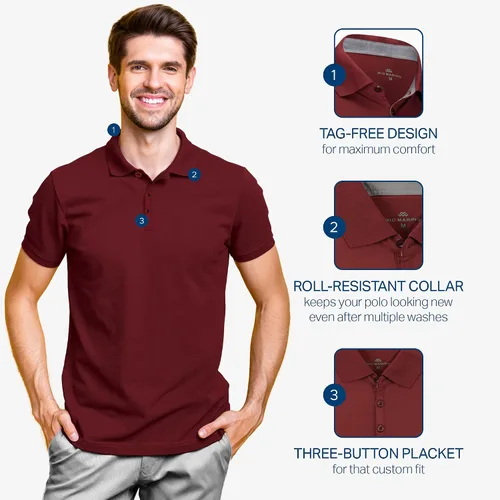 Vista 2 de Paquete de 3 polos de golf Mio Marino para hombre ajuste seco tela ultraligera