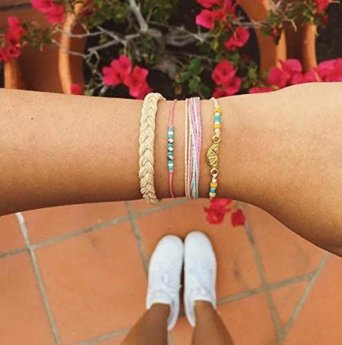Vista 5 de Pura Vida - Pulsera brillante 100% impermeable, hecha a mano con abalorio revestido y correa ajustable