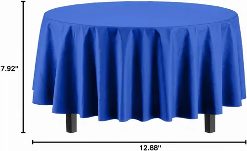 Vista 8 de Exquisite Paquete de 12 manteles redondos de plástico prémium de 84 pulgadas, color azul oscuro
