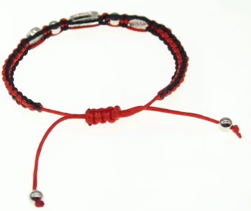 Vista 2 de Saint Benedicto - Llaves colgantes con cuentas rojas y negras pulsera ajustable protección de la prosperidad buena suerte pulsera Roja Llave De San
