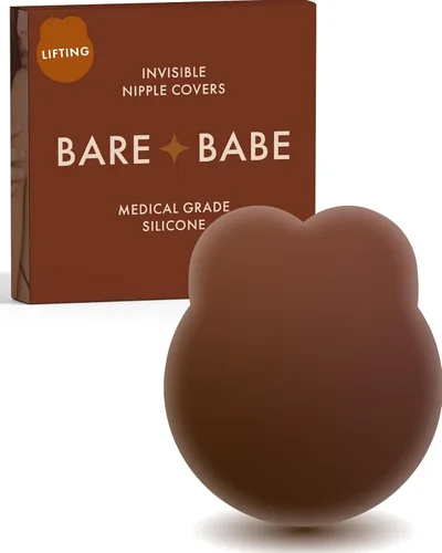 Vista 9 de Bare Babe Cubrepezones con Levantamiento - Brasier Adhesivo Reutilizable Push Up - Pezoneras Impermeables Sin Tirantes para Mujeres 4 Sombras