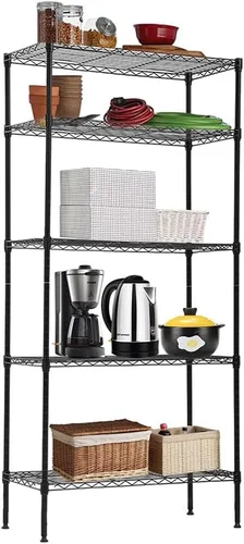 Vista 10 de Estantería de almacenamiento de 5 niveles, estante NSF ajustable en altura, estantes de alambre organizador de acero para lugares pequeños, cocina