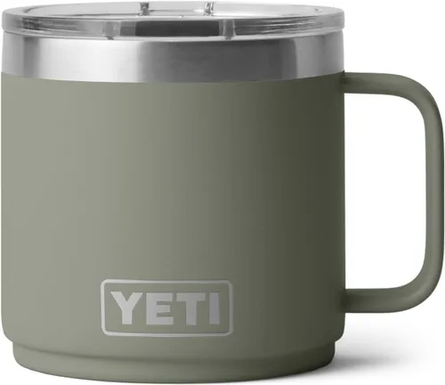 Vista 13 de YETI Rambler - Taza apilable con forro de cerámica, de 14 onzas, aislada al vacío, de acero inoxidable con tapa MagSlider, color negro