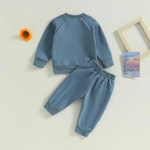 Vista 6 de Hoanselay Conjunto de sudadera de manga larga con capucha y pantalones de otoño e invierno para bebé niño