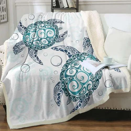 Vista 17 de Sleepwish - Manta de vellón de tortuga para niños, niñas y niños, de felpa suave, color teja y turquesa, sherpa, para sofá o silla, tamaño bebé