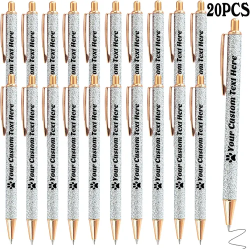 Vista 19 de 10 bolígrafos personalizados con purpurina, bolígrafos impresos personalizados a granel, bolígrafos retráctiles de tinta negra para graduación