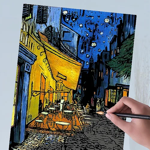 Vista 7 de Scratch Art - Papel de pintura arco iris, 4 piezas de Vincent Van Gogh grabado arte y manualidades, tarjeta de dibujo para adolescentes y adultos