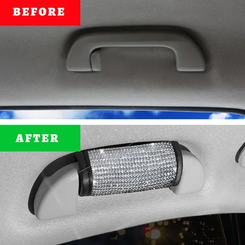 Vista 5 de 2 piezas de fundas para asa de agarre de coche, protector de asa de agarre interior de coche, funda para asa de puerta con diamantes, fundas