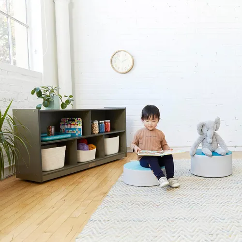 Vista 10 de ECR4Kids Gabinete de almacenamiento móvil de 5 compartimentos, para niños pequeños, mobiliario para aulas, Gris lavado