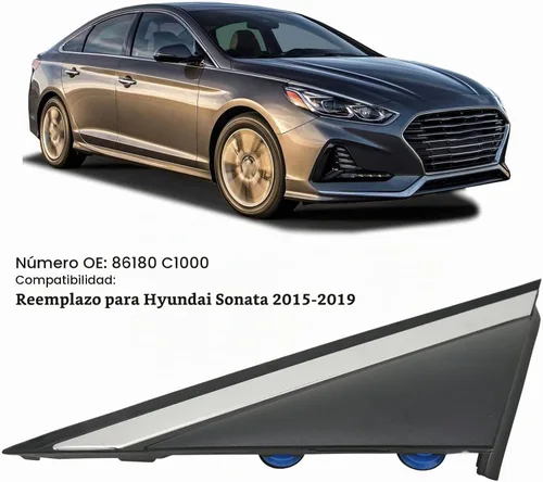 Vista 2 de Espejo delantero izquierdo para coche esquina 86180 C1000 para espejo lateral del conductor, placa triangular, repuesto para Sonata 2015-2019