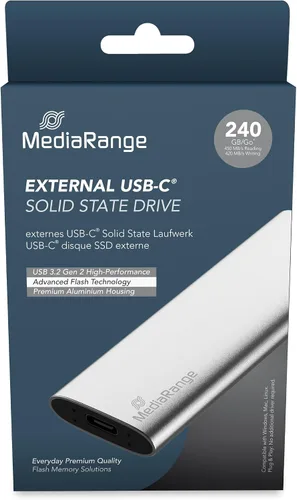 Vista 6 de MediaRange MR1101 - Disco duro SSD externo de 240 GB USB tipo C plateado