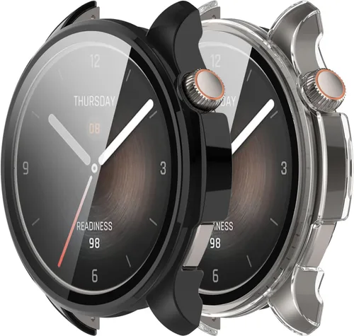 Vista 9 de Funda compatible con Amazfit Balance Frame PC funda protectora + película de vidrio templado para Amazfit Balance Smartwatch protectores de pantalla