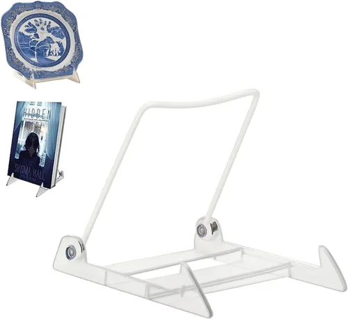 Vista 7 de KINGDOM SOLUTIONS Made in USA - Paquete de 2 caballetes acrílicos ajustables – Soporte para platos – Soporte resistente para libros de arte