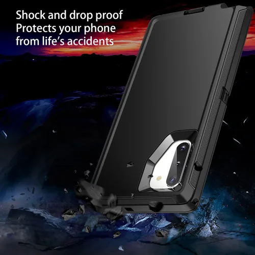 Vista 2 de Funda para Galaxy Note 10 Plus, a prueba de golpes, a prueba de caídas, a prueba de polvo, protección de cuerpo completo de 3 capas, funda rígida