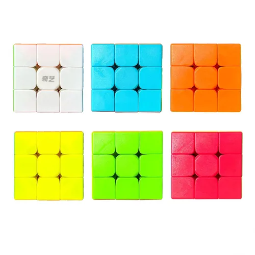 Vista 2 de Juego de cubos de velocidad de 3 x 3 2.2 pulgadas, rompecabezas de cubo mágico (3 x 3, 2 unidades, arcoíris/negro)