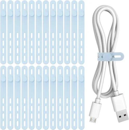 Vista 13 de Donruby 30 bridas de silicona para cables, correas organizadoras de cables Verde claro