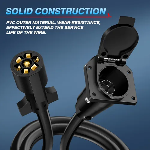 Vista 5 de MICTUNING Cable de extensión de enchufe de remolque de 7 vías - Cable conector de cableado de remolque de 7 hojas 8 pies 10-14 AWG