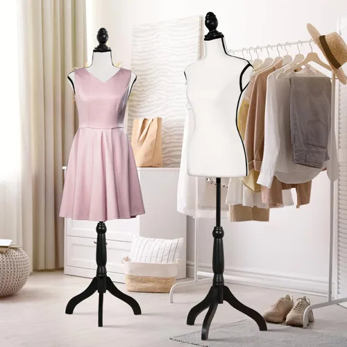 Vista 11 de Maniquí de espuma corporal para mujer, maniquí de espuma de 60 a 67 pulgadas, maniquí de vestido ajustable con base de trípode de madera