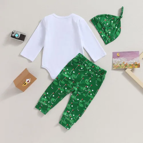 Vista 3 de SHUING Traje de golf para bebé recién nacido, para el futuro de papá, conjunto de pantalones elásticos para golf, conjunto de gorro
