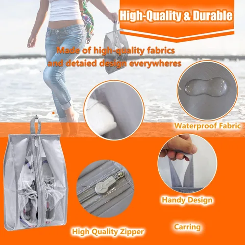 Vista 2 de Li'segarote Bolsas de zapatos para viajes, paquete de 6 bolsas grandes multicolor para zapatos para hombres y mujeres, bolsa organizadora de zapatos