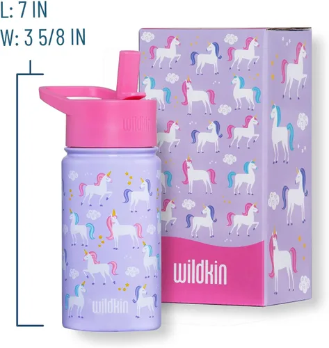Vista 9 de Wildkin Paquete de maleta rodante con botella de agua reutilizable de acero de 14 onzas (unicornio)