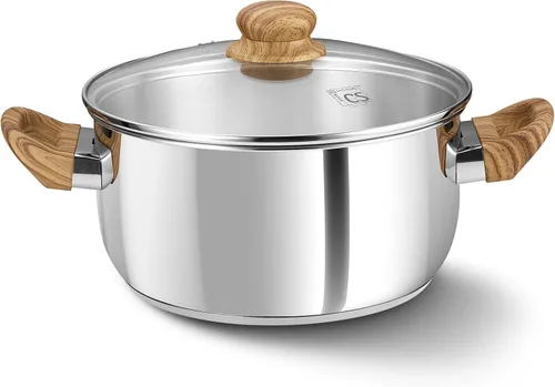 Vista 8 de Olla de acero inoxidable KOCH SYSTEME CS - Olla de inducción de acero inoxidable de 6 cuartos con tapa para pasta, sopa, espaguetis, ollas de sopa