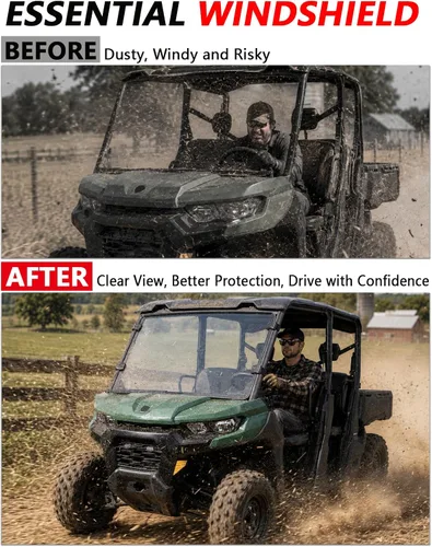 Vista 2 de StarknightMT Parabrisas delantero UTV resistente a los arañazos compatible con Can-Am Defender 2016-2026, policarbonato a prueba de rayos UV