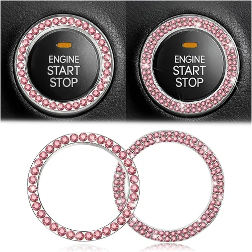 Vista 10 de Calcomanías de anillo de arranque de motor con diamantes de imitación de cristal, paquete de 2 unidades, cubierta / calcomanías para botón de Doble