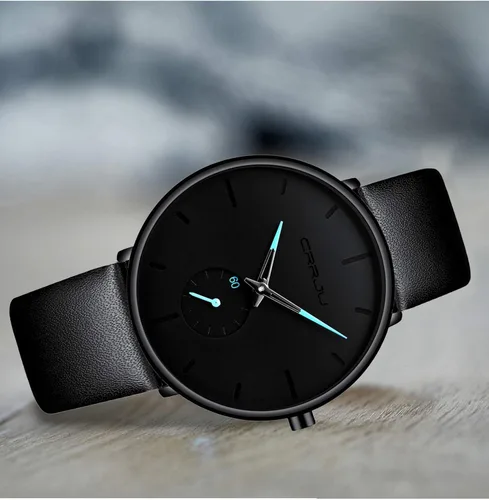 Vista 4 de Mens Watches Ultra-Thin Minimalist Waterproof-Fashion Wrist Watch for Men Unisex Dress with Leather Band