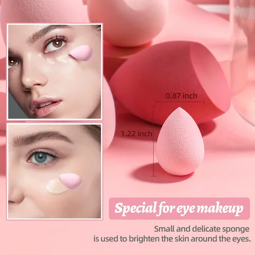 Vista 5 de Juego de esponjas de maquillaje BS-MALL con estuche de almacenamiento, 7 piezas para líquidos, crema y polvo, base SAVE con 1 mini esponja de A-Rosa