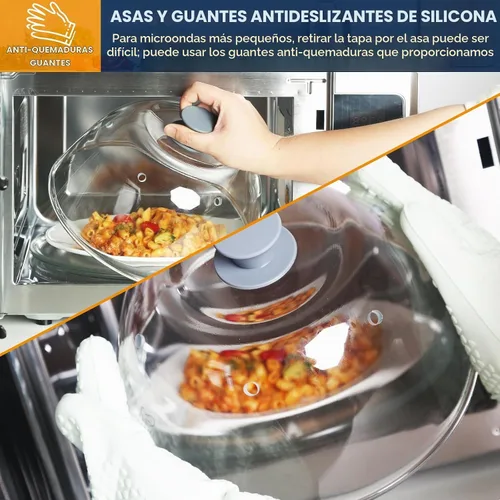 Vista 6 de Lopeztek Cubierta alta de vidrio contra salpicaduras para microondas, 0.9-2.2 pies cúbicos para microondas, protector de salpicaduras para platos