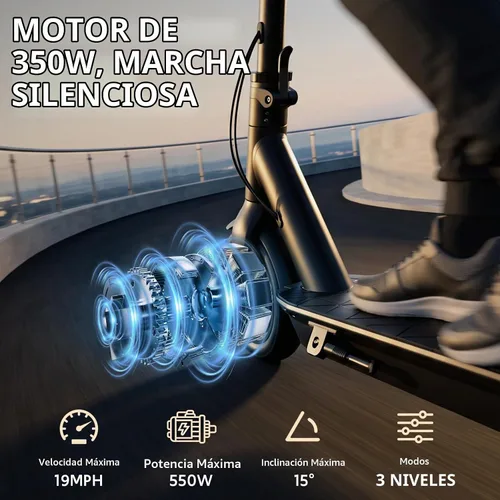 Vista 5 de Electric Scooter Adults, Folding E Scooter with 8.5/10 inch Tire,Front Suspension, Built in Side Light