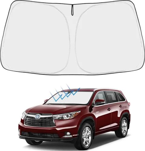 Vista 59 de Proadsy Parasol para parabrisas Rivian R1S 2022-2025 2026 de 4 capas plegable, protector de parasol frontal que bloquea los rayos UV, mantiene