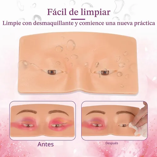 Vista 3 de JimKing - Tabla de maquillaje para practicar maquillaje, para profesionales y principiantes, modelo realista 3D para extensiones de pestañas