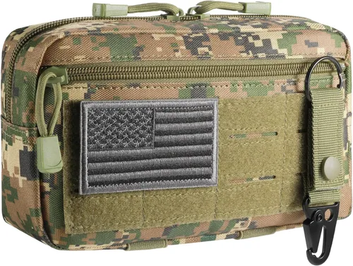 Vista 14 de FRTKK - Funda táctica Molle Admin Pouch Utility de corte láser EDC, bolsa de herramientas, fundas modulares horizontales, incluye parche