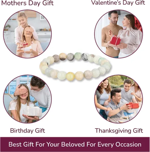 Vista 37 de Crystal Vibe Pulseras de cuentas de 0.315 in para mujeres y hombres, pulseras de cristal con piedras preciosas naturales, tamaño elástico ajustable