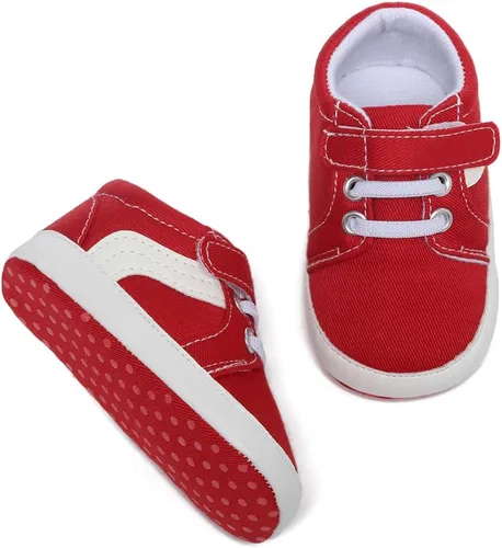 Vista 5 de Tenis de lona para bebés niños y niñas, suela suave, antideslizantes, ligeros, para recién nacidos, para primeros pasos, para cuna de 0 a 18 meses