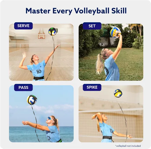 Vista 3 de Ayuda para equipo de entrenamiento de voleibol MOTOMY™ ‘VolleyPal’ – Entrenador de rebote en solitario para saque, picar, establecer y pasar; Equipo