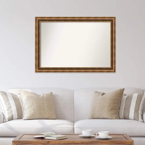 Vista 581 de Amanti Art Espejo de pared personalizado no biselado (25 x 25 pulgadas), marco de bronce acentuado, varios tamaños personalizados, espejo de baño