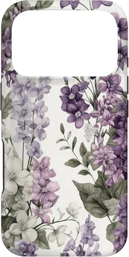 Vista 30 de White Violet Purple Lavender Lilac Floral Funda de flores botánicas para iPhone 17