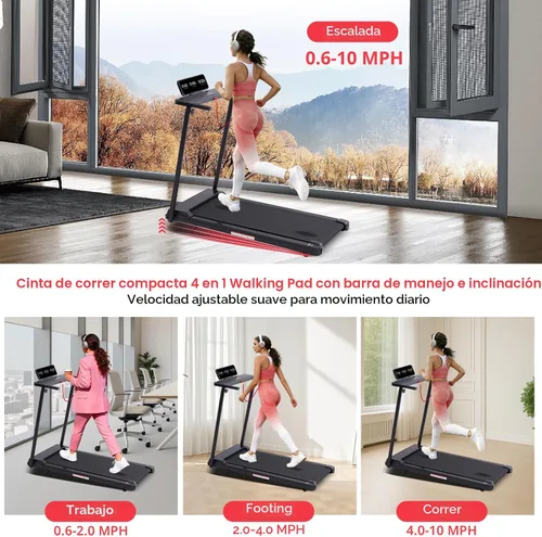Vista 2 de KASSADIN Portable Treadmills for Home Small, Walking Pad with Handle Bar, 3.5HP Electric Mini Treadmills for Home Exercising, Walking Pad Treadmill