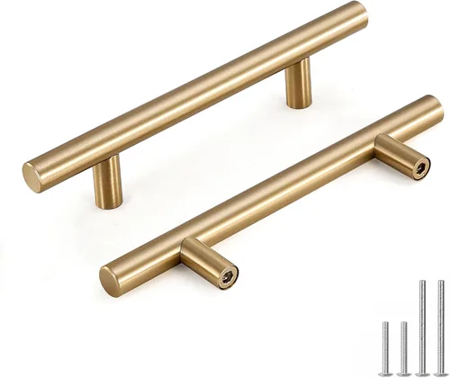 Vista 12 de Goldenwarm Paquete de 5 tiradores para gabinete color bronce champán, tiradores para cajones de bronce de 2-1/2 pulgadas (64mm), manijas