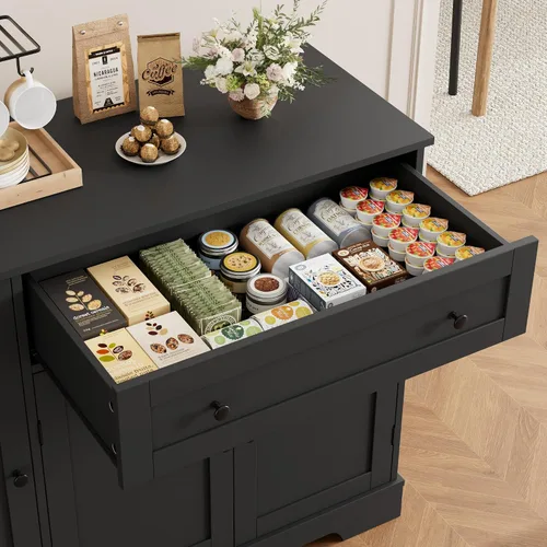 Vista 4 de HOSTACK Gabinete del buffet del aparador de cocina de 41" W, pequeña barra Negro