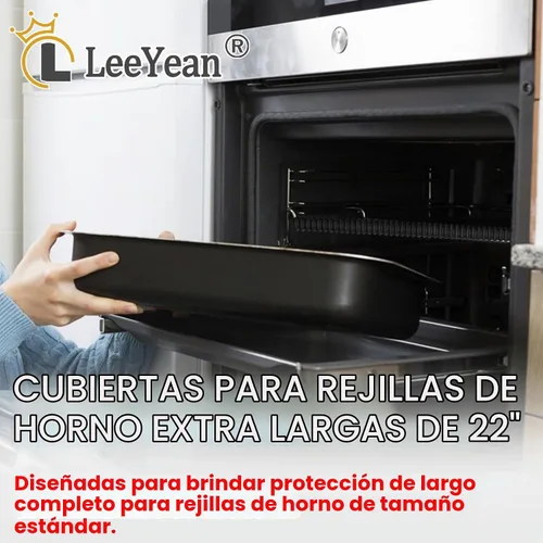 Vista 2 de Protectores extralargos para horno de 22 pulgadas, paquete de 2 protectores de horno resistentes al calor para estantes, protector de borde de Negro