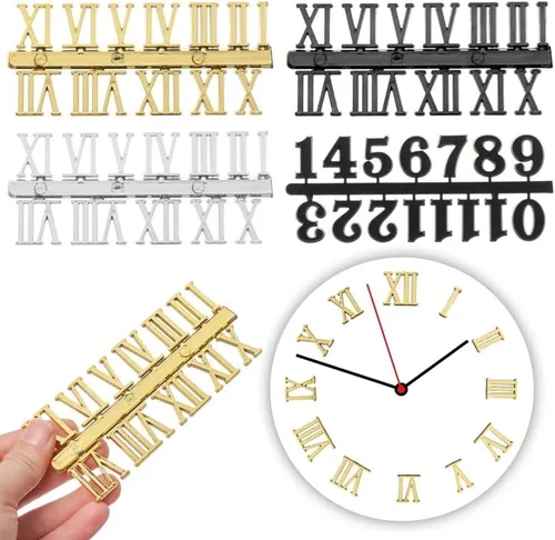 Vista 3 de Vctitil Kit de números de reloj de 6 piezas, número arábigo y número romano, números de reloj digital, diseño de manecillas de reloj, accesorios
