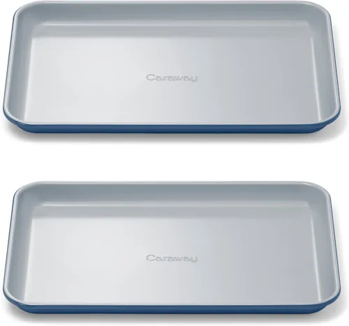 Vista 23 de Caraway Bandeja pequeña de cerámica antiadherente para hornear (9 x 13 pulgadas), no tóxica, sin PTFE ni PFOA, apta para horno, núcleo de acero Negro